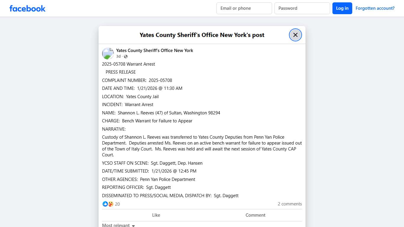 2025-05708... - Yates County Sheriff's Office New York Facebook